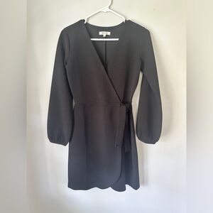 Madewell Black Dress Faux Wrap Dress XXS